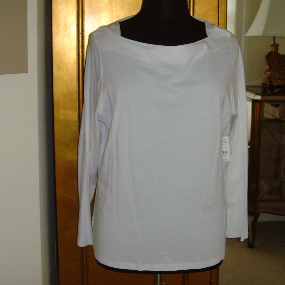 Lord & Taylor Woman White Cotton Tunic Pullover - BRAND NEW - Picture 2 of 7